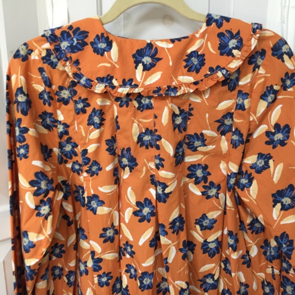 Free People Orange Floral Blouse ~Oversized - Picture 15 of 16